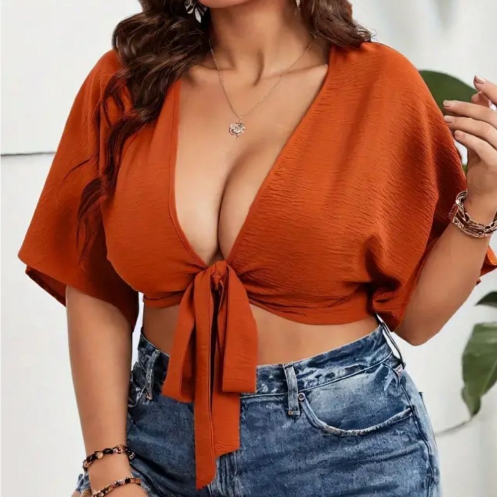 Coral plus size crop top sz 1X